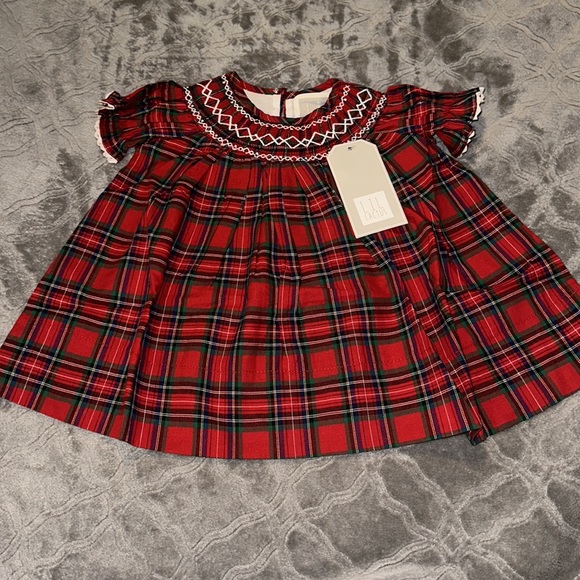 Host Pick 🎉 Lil Cactus Smocked Red/Green Tartan Plaid Christmas Dress Nwt - Picture 2 of 3
